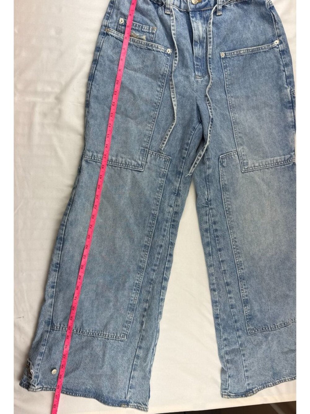 FREE PEOPLE WE THE FREE DRIZZLE CRVY OUTLAW WIDE LEG JEANS SZ S - Picture 13 of 15